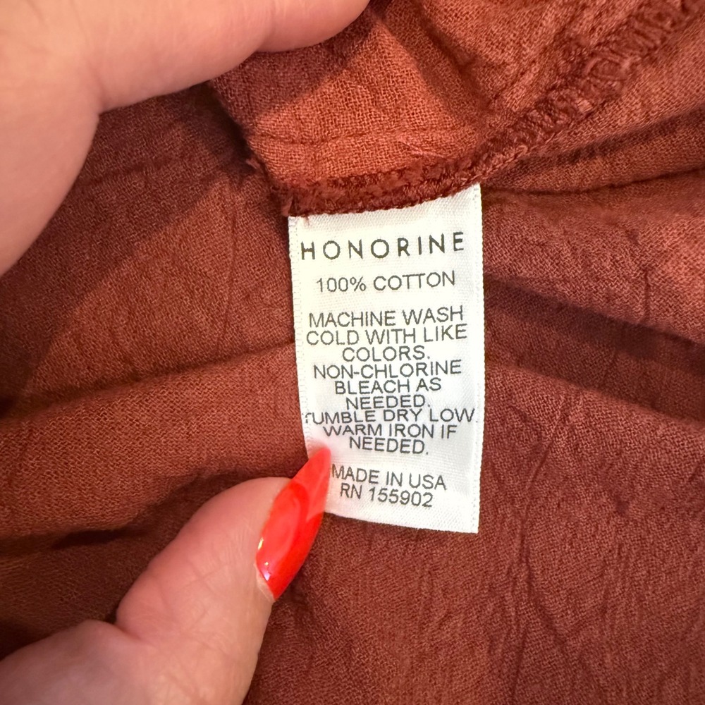 Honorine Rust Cotton Gauze Hooded Tunic Dress Resort Beach Cover Up Size S - Picture 5 of 7